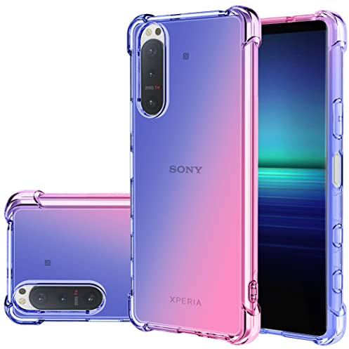 Gufuwo Hülle für Sony Xperia 5 II/Xperia 5II 5G XQ-AS72 Case Niedliche Verlauf Hülle Schlanke Kratzfeste TPU-Schutzhülle mit Stoßdämpfung Transparente weiche Handyhülle für Sony Xperia 5 II blau/rosa