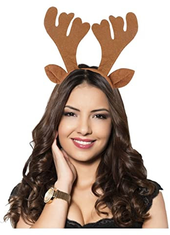 Hatstar XXL Rentier Elch Geweih Haarreif | Hirsch Stirnband mit Ohren | Accessoire Weihnachten und Nikolaus | Haarschmuck zu Fasching oder Karneval | Kopfschmuck für Damen, Herren & Kinder