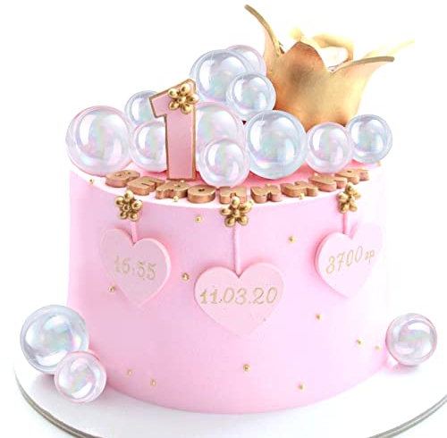 Morofme Balls Cake Topper, 16pcs Colorful Bubble Pearl Balls Cake Cupcake Insert Topper Bubble Ball Cake Cupcake Decorations for DIY Birthday Party Baby Shower Wedding Anniversary Party Supplies