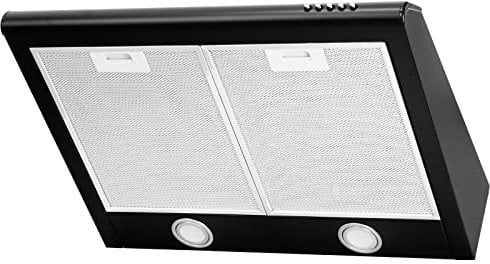 4big.fun CH591BL6 Dunstabzugshaube Abzugshaube Dunst Unterbauhaube - Abluft/Umluft - 60 cm breit - Farbe: Schwarz - Edelstahlgehäuse - LED-Beleuchtung [Energieklasse C]