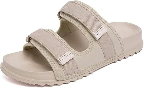 Diabétique Chaussure pour homme, chaussons orthopédiques confortables réglables, chaussons extra larges en mousse à mémoire de forme pour pied enflé, sandale confortable extra large (Beige,42 UE)