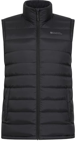 Mountain Warehouse Seasons Mens Padded Gilet - Water Resistant Gilet, Body Warmer, Lightweight Jacket, Easy to Store Coat - For Spring Summer Travelling, Walking Black S