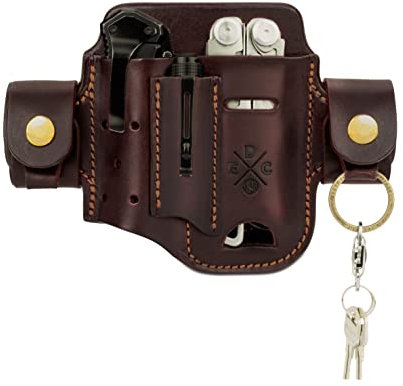 1791 EDC Tasche, EDC-Taschen-Organizer aus Leder für Gürtel, passend für Multitool, Messer, Gerber, SOG-Multifunktionswerkzeugen – Burgunderrot