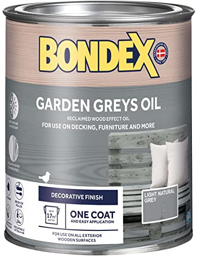 Bondex - Garden Greys Wood Stain - Light Natural Grey - 750ml | Translucent Wood Stain, Exterior Decking & Furniture, Preserves Wood Grain, Easy Apply One Coat, Water Based Formula
