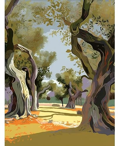 Artery8 Mediterranean Landscape of an Olive Tree Grove Extra Large XL Wall Art Poster Print