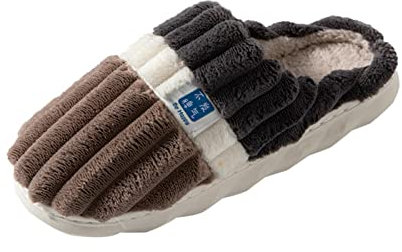 BSWFA Langlaufski Set Herren Klassisch Mit Bindung Und Schuhe und draußen Farbblockierung rutschfest flach Hausschuhe Herren 44 Offen (Coffee, 45)