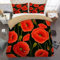 Bettwäsche 155x220cm Mohn Mikrofaser Bettbezug mit Reißverschluss, Weiche Bettwasche-Sets Set mit 2 Kopfkissenbezug 80x80 cm für Damen Jungen Kinder Einzelbett