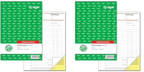 SIGEL SD031 Rechnungen, A5, 2x40 Blatt, selbstdurchschreibend, 1 Stück (Packung mit 2)