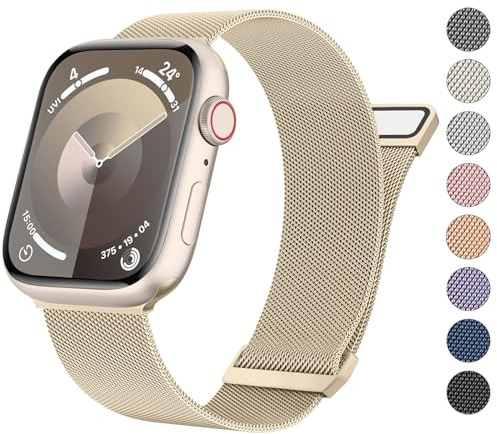 Mugust Cinturino in acciaio inox per Apple Watch Series 10 9 8 7 41 mm 45 mm / Ultra 49 mm / Serie 3 38 mm 42 mm / Serie 6 5 4 SE 40 mm 44 mm, cinturino in maglia milanese di ricambio in maglia