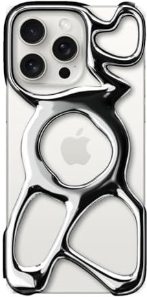 Angry miao Leere Handyhülle für iPhone 15 Pro (nur Hülle), kompatibel mit Magsafe, 22 g leicht, Wärmeableitung, reichlich Schutz, Silber