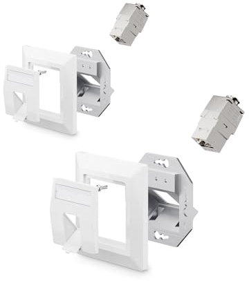VCELINK Prise Réseau Keystone Montage Encastré, Module Keystone Jack CAT 8 Prise RJ45 Câble D'installation Entièrement Blindé Uni Blanc, 2 Pièces
