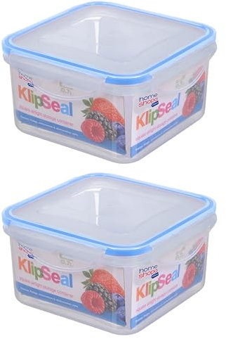 HOMESHOPA Plastic Airtight Food Storage Container, 2 Pack 700ml Square Leakproof Stackable Container with Clip-Lock Lid, BPA Free Reusable Meal Prep Lunch Box, Microwave Freezer & Dishwasher Safe