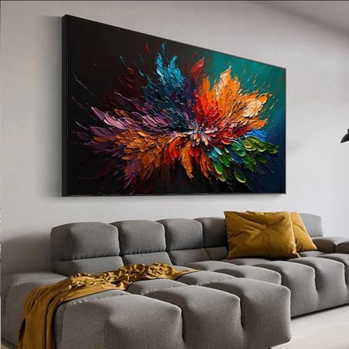 Peinture de fleurs en fleurs sur toile, grand art mural abstrait, texture colorée, affiches de décoration de salon, photo 80 x 160 cm sans cadre