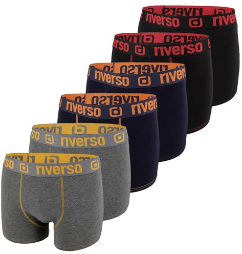 riverso Boxershorts Herren RIVOle 6er Pack Unterhosen Unterwäsche | Retroshorts Set Boxer Shorts Stretch Schwarz Grau Blau Weiß Grün Rot Orange Gelb S M L XL XXL 3XL