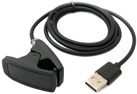 System-S USB 2.0 Kabel 100 cm Ladekabel Klemme für Garmin Descent MK3 MK3i Smartwatch in Schwarz