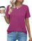 Bodhi talk Oberteile Damen Sommer: Freizeit Tunika Bluse Damen Sommer - Pleated Einfarbig Tshirt Elegant Pullover mit Rundhals - Sommer Locker Top Einfach Kurzarm Oberteile