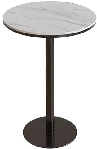 Yopappol Runder Bartisch, hoher Tisch mit weißer Marmorplatte, Theken-Bistro-Pub-Tische mit schwarzem Bein und Sockel, Mid-Century-Couchtisch, Terrassen-Esstische(Size:Height 75cm)