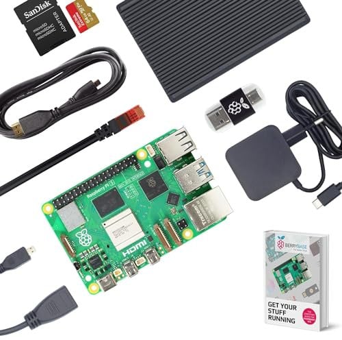 Raspberry Pi 5 8GB RAM Starter Kit – passives Aluminiumgehäuse, microSD 64GB, USB-C Netzteil, HDMI Kabel & Adapter, 2in1 Cardreader, CAT6 Netzwerkkabel – sofort einsatzbereit & kompatibel