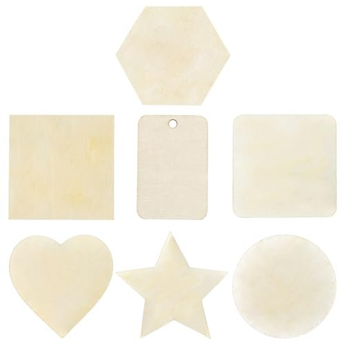 75 Plaques de Bois non Finies pour L'artisanat, Jisrcha Rondins de Bois Différentes Formes, Décorations de Noël, Planches de Bois non Peintes pour L'artisanat DIY, Cadeau Noel