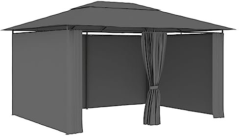 AUVYI Tente de jardin, gazebo, festival, tonnelle de jardin, résistante à l'hiver, avec rideaux, 4 x 3 m, anthracite, tonnelle, pergola, auvent, autoportant, pour fêtes de jardin