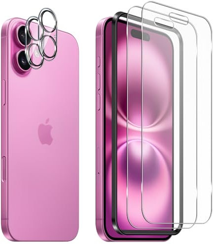 Robofun Matt Schutzfolie für iPhone 16 für Panzerglas mit Ultra-Klar Kameraschutz [2+2 PCS], Blendschutz Panzer Matte Glas Folie, 9H Härte Schutzglas Displayschutz Anti-Fingerabdruck Panzerfolie