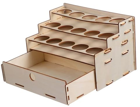 CORHAD Holz Farbtuben Organizer mit Doppelter Schicht Poliert Funktionaler Aufbewahrungsständer für Malutensilien im Atelier und Hobbybereich
