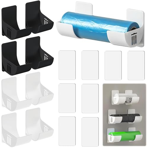 XTUDOU® 8 STK Alufolie Halterung Schrank, Schranktür Organizer Selbstklebend Wandmontierter Müllbeutelhalter für Küche/Speisekammer/Garage/Badezimmer