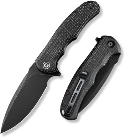CIVIVI Praxis Folding Pocket Knife Coarse Black Micarta Handle 9.52CM 9Cr18MoV Blade C803G