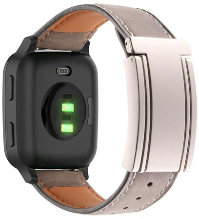 Leder Armbänder für Garmin Venu Sq/Venu Sq Music Armband, mit Verstellbar Magnetische Faltschließe aus Edelstahl Elegant Damen Herren Ersatzarmband mit Garmin Venu Sq/Sq Music Uhrenarmband (D,20mm)