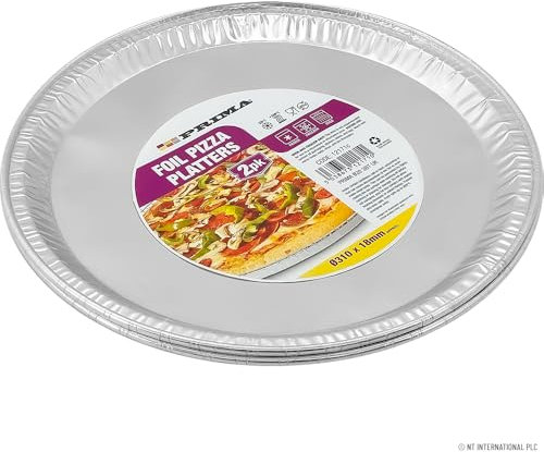 BARGAINS-GALORE Pack of 12 Foil Pizza Platters - Disposable Pizza Trays, Large Round Plate, Pan | Suitable for Fridge, Freezer & Oven Baking | Ideal for Home, Kitchen, Restaraunts & Takeaways