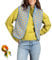 Womens Checkered Sherpa Vest, Sleeveless Winter Fuzzy Jacket, High Neck Zip Up Plaid Gilet with Chest Pockets