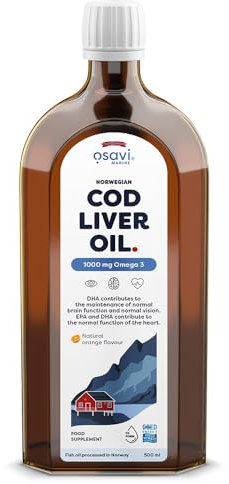 Norwegian Cod Liver Oil, 1000mg Omega 3 (Orange) - 500 ml.