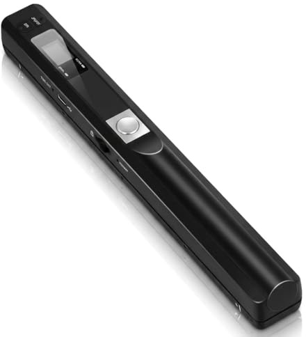 Portable Document Scanner, 900DPI Resolution for A4/Receipts, JPG/PDF Format, Handheld Photo Scanner for Laptop, Driver-Free Plug-and-Play, Includes USB Cable and CD (Black)