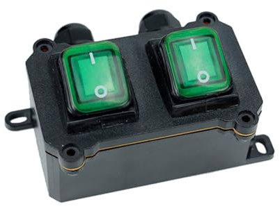 Interrupteur à bascule en ligne avec voyant lumineux, IP65, boîte étanche, commande marche/arrêt, interrupteur à bascule pour appareils extérieurs (F)