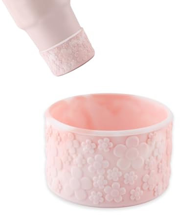 BOXOB Flower Gradient Silicone Boot for Stanley Cup 12-40oz Fits 2.95 Inch Bottom Diameter, Non-Slip Water Bottle Boot Cup Bottom Protector for Tumbler Accessories (Pink & White)