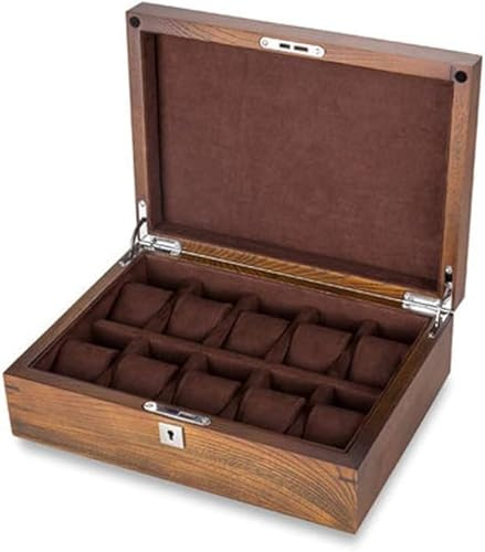 Aufbewahrungsbox aus reinem Massivholz, hochwertige Aufbewahrungsbox für Uhren aus reinem Massivholz, Holz-Vitrine mit Schloss