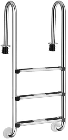 FANTASK Échelle de Piscine en Acier Inoxydable Poli - Antidérapante - 132 x 50 x 26 cm