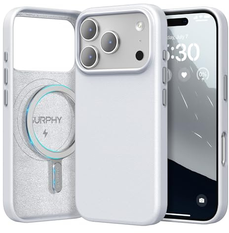 SURPHY für iPhone 17 Pro Leder Hülle für MagSafe 6,3 mit Metallknopf