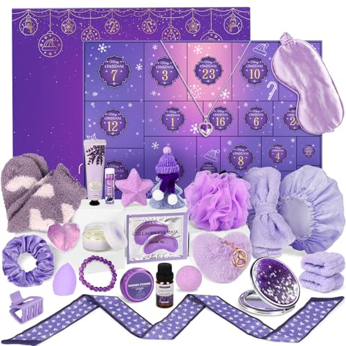 Advent Calendar 2025 Adult Women - 24 Days of Christmas Advent Calendar for Teens, Wife, Her - Unique Lavender Spa Christmas Gifts Basket, Jewelry and Beauty Advent Calendar Includes Scented Candle