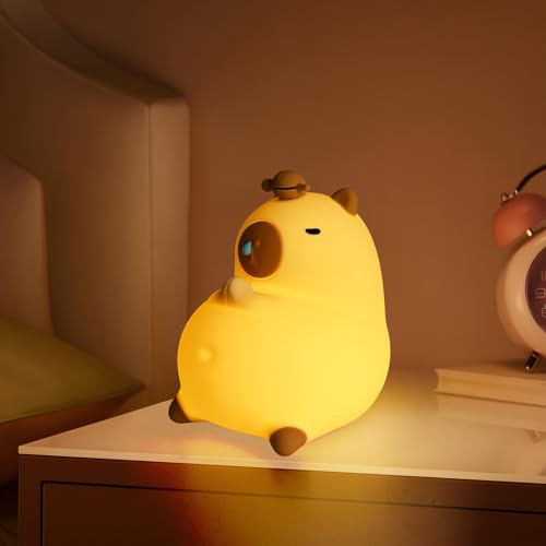 Nachtlicht Kinder Capybara Nachtlampe - Dimmbar Farbe Nachtlicht Silikon Warmes LED-Licht, Nachtlicht Kinderzimmer Deko Touch Baby Lampe mit Timer, Wiederaufladba für Kinderzimmer, Schlafzimmer