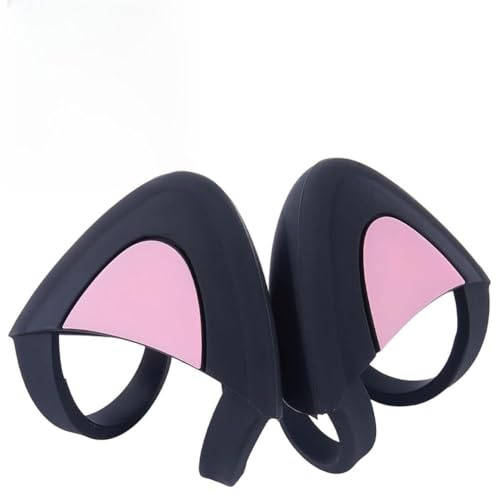 craspire Niedliche Katzenohren Schwarz Rosa Universell Verstellbar Abnehmbar Aus Silikon Kopfhöreraufsatz Headset Ohrersatz Für Gamer Kopfhörer Video Live Gaming Kopfhörerzubehör