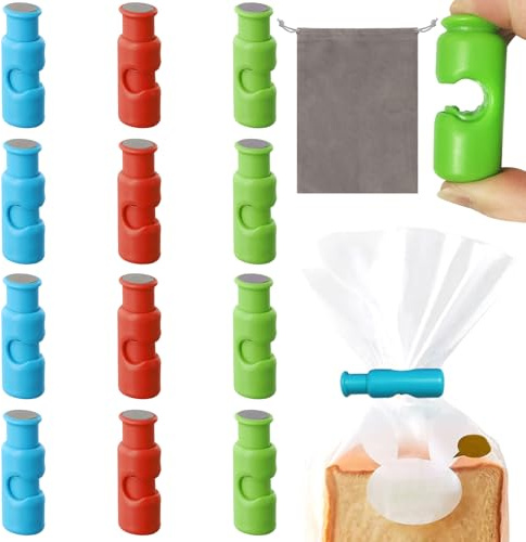 Kaiyzo 12er Set Tütenverschluss Clips, Ein-Klick Verschlussclips für Snack-Chips-Brot Tüten inkl. Aufbewahrungsbeutel, BPA-frei Küchenhelfer für Haushalt Camping Reise