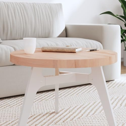 Mandloder Tischplatte Ø60x4 cm Rund Massivholz Buche, Unbehandelt, Langlebig, für Couchtisch & Möbelprojekte, Vielseitig Einsetzbar, Einfache Reinigung