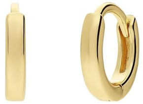 Lucardi - Damen Silberne, goldbeschichtete Ohrringe mit Zirkonia, 10 mm, für Damen - Ohrringe - 925 Silber - Gelbgold legiert - Nickelfrei