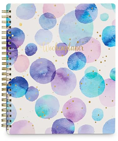 Idena 11377 - Wochenplaner undatiert, 17,2 × 20,5 cm, 160 Seiten mit 1 Woche auf 2 Seiten, Terminplaner mit Hardcover-Einband in Blau-Rosa