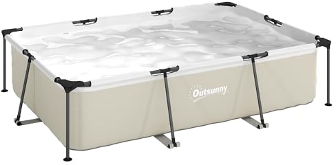 Outsunny - Piscina tubular rectangular (316 x 238 x 66,5 cm, con bomba de filtración, 3701 L, de PVC de triple capa, estructura estable antioxidante, gris