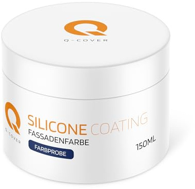 Q-COVER Fassadenfarbe Muster 150 ml – Silikonharz, Außenfarbe, Hydrophob, Wetterfest, Fassadenschutz