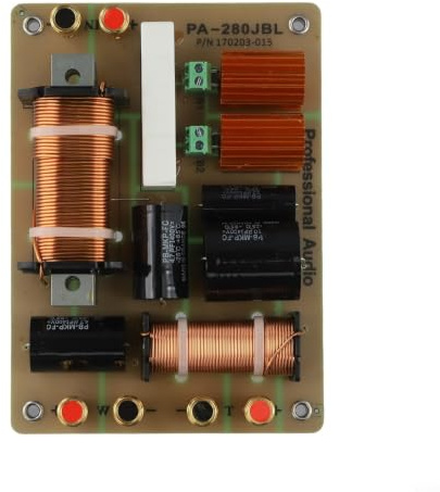 Wlinfetity 2-vägs ljud frekvensmjuk 400 W för 15 tums högtalare, separationsfrekvens 2500 Hz, impedans 4–8 ohm, bas och diskant mjuk för PA-system, guld, 170 x 123 mm
