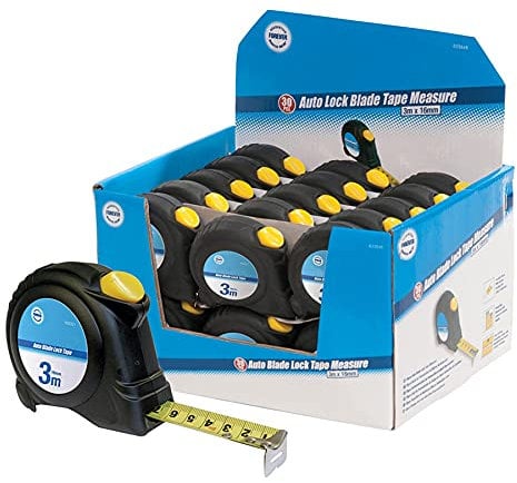 Dapetz ® 30Pce Auto Blade Lock Tape Display Box - 3M X 16mm Scratch-Resistant New, Scratch-Resistant Nylon-Coated Blade and Automatic Blade Lock Feature with Thumb-Operated Retract Button