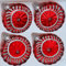 direkt-aus-polen Rot glänzende Weihnachtskugeln mit Reflektor und silberen Glitzerapplikationen 8 cm 4er Set